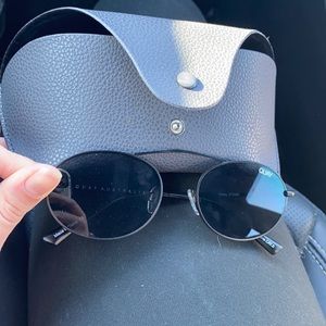Quay Black Round Frame Sunglasses with Case